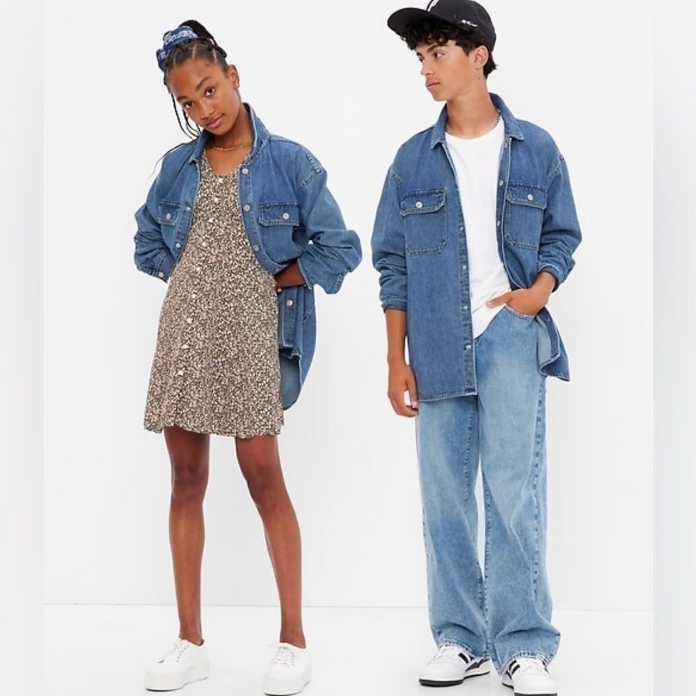 Gap Oversized Denim Shirt Jacket with Washwell (Size 12)